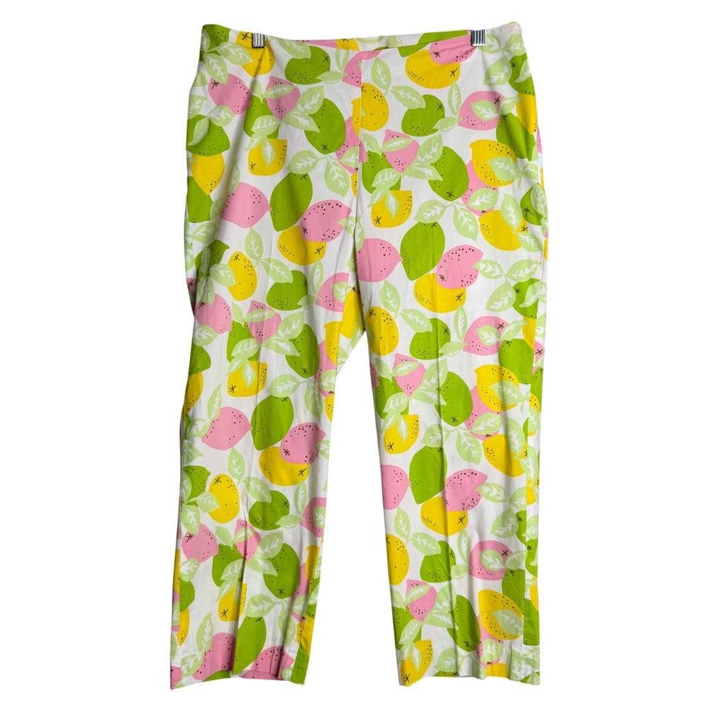 Lilly Pulitzer Pink Yellow & Green Citrus Print Cropped Pants